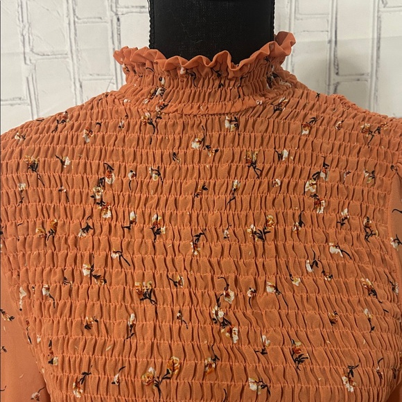 Sweet Rain Orange Floral Smocked Blouse - Picture 2 of 5